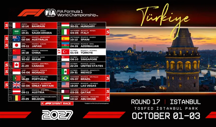 F1 Resmi Açıklama: Formula 1 Türkiye GP'si 3 Ekim 2027'de