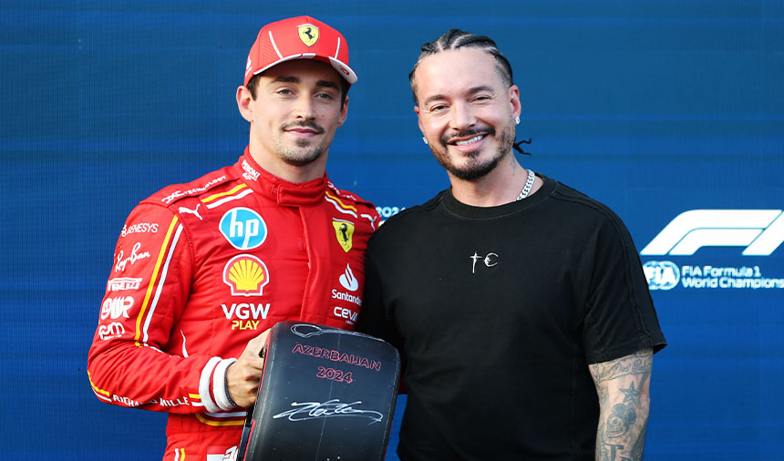 J Balvin Leclerc F1 Azerbaycan Gp