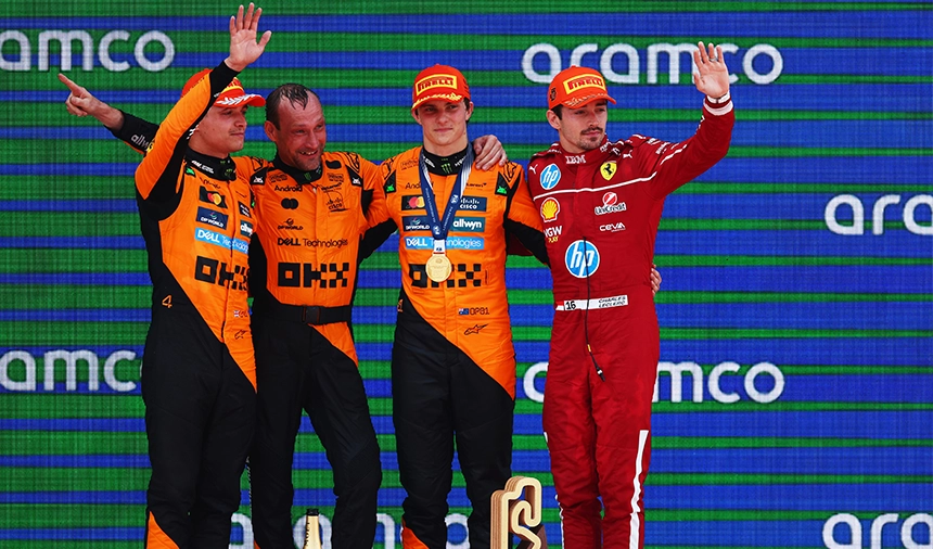 F1 İspanya Gp Podyum. Piastri Norris Leclerc