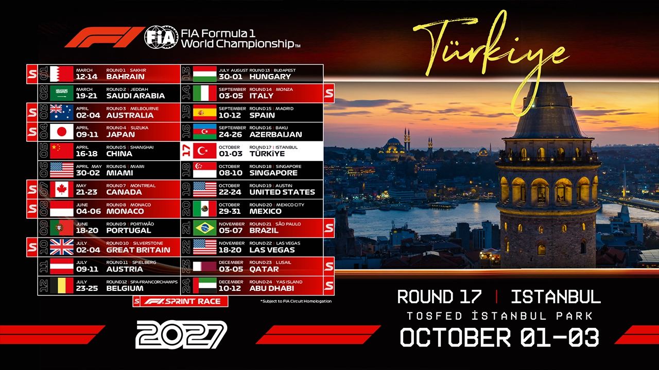 F1 Resmi Açıklama: Formula 1 Türkiye GP'si 3 Ekim 2027'de